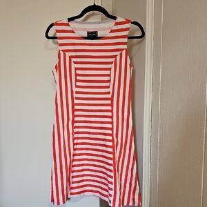 Roberta Oaks Hawaii Hand-Made Striped Dress with Pockets Red/White Small 4/6